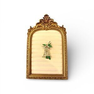 Gerry’s Vintage Christmas Bell Brooch Pin Green Red Gold Silver Festive Holiday